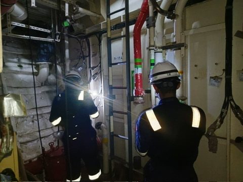 Night engine room work